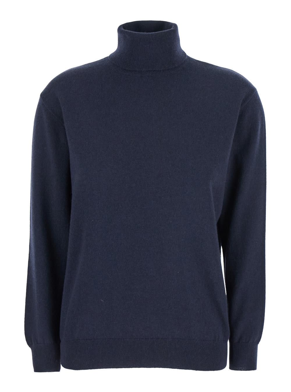 Brunello Cucinelli Blue Turtleneck Sweater in Cashmere for Women
