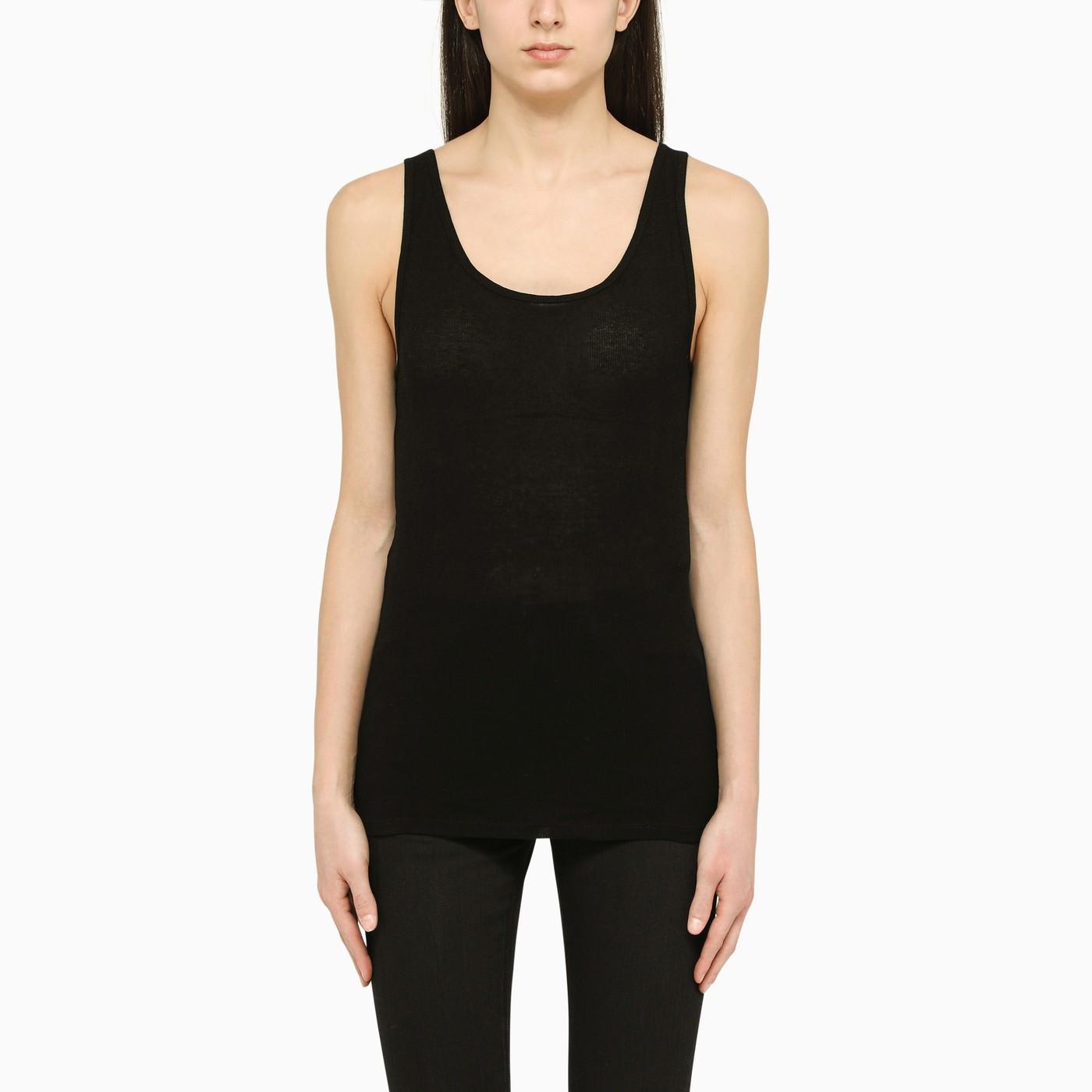 Saint Laurent Black Semi-transparent Tank Top
