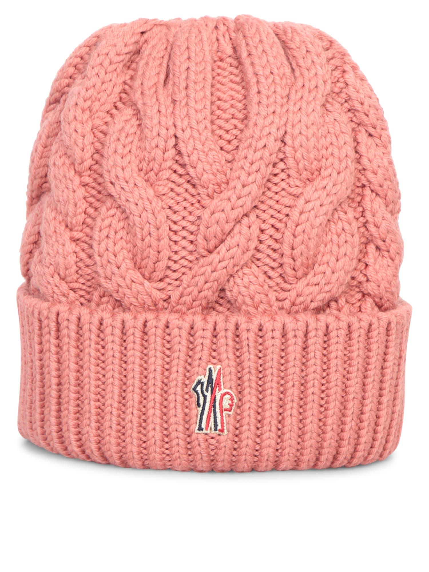 Moncler Grenoble Dark Pink Wool Beanie Hat