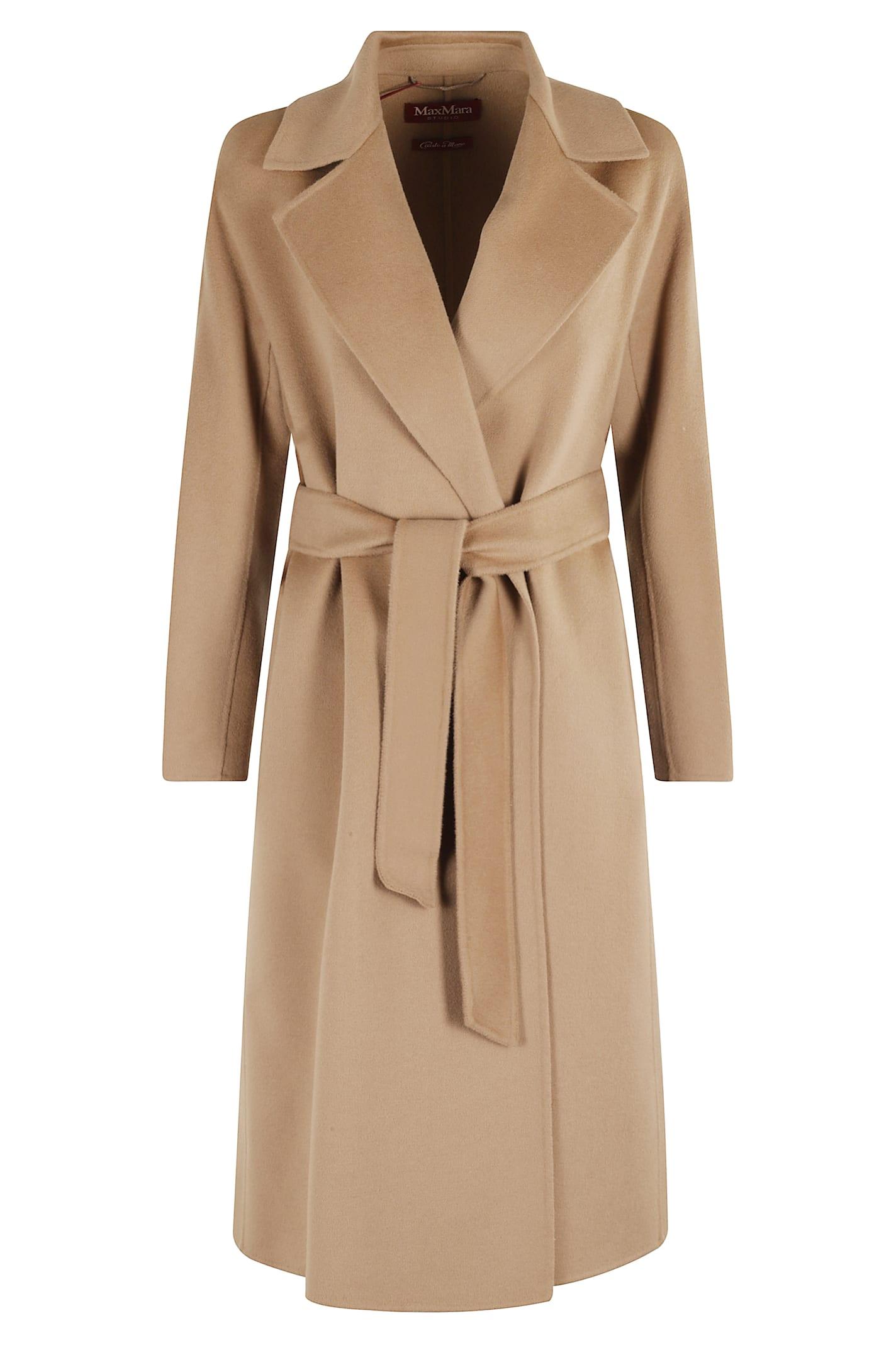 Max Mara Studio Camel Wool Blend Cles Coat