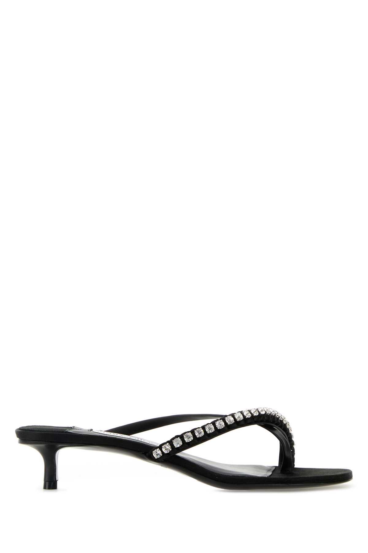 Jimmy Choo Black Nappa Leather And Satin Dila Mules