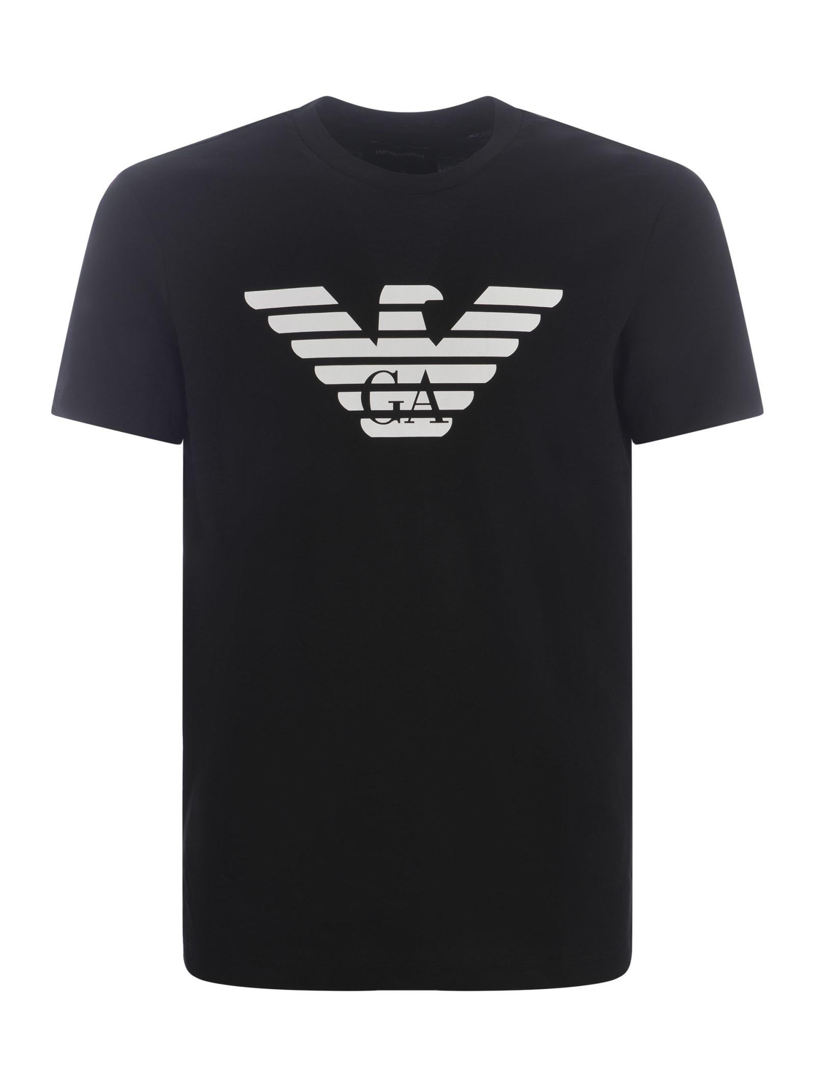 Emporio Armani Men's Logo Cotton T-Shirt in Black