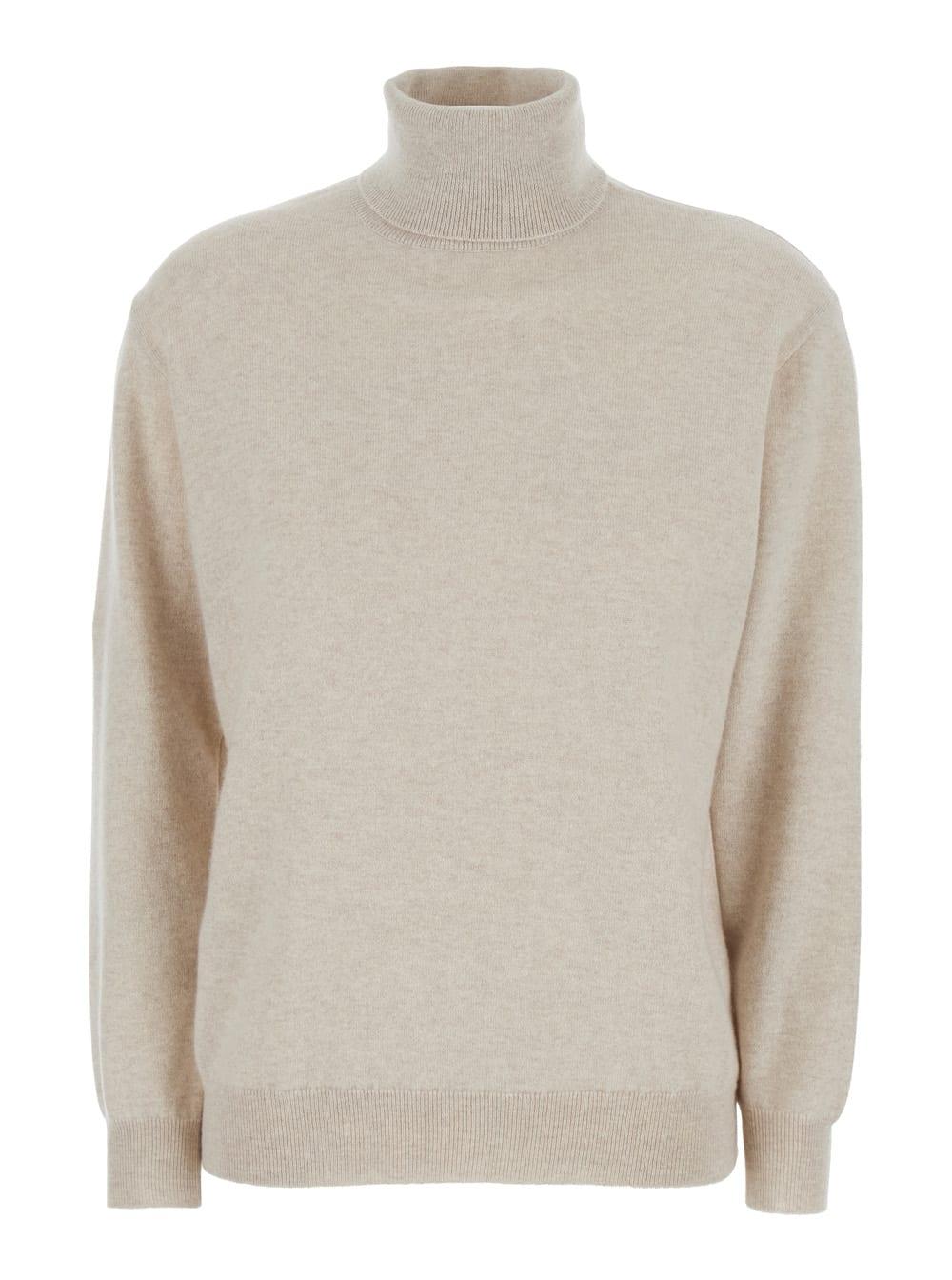 Brunello Cucinelli Beige Turtleneck Sweater in Cashmere for Women