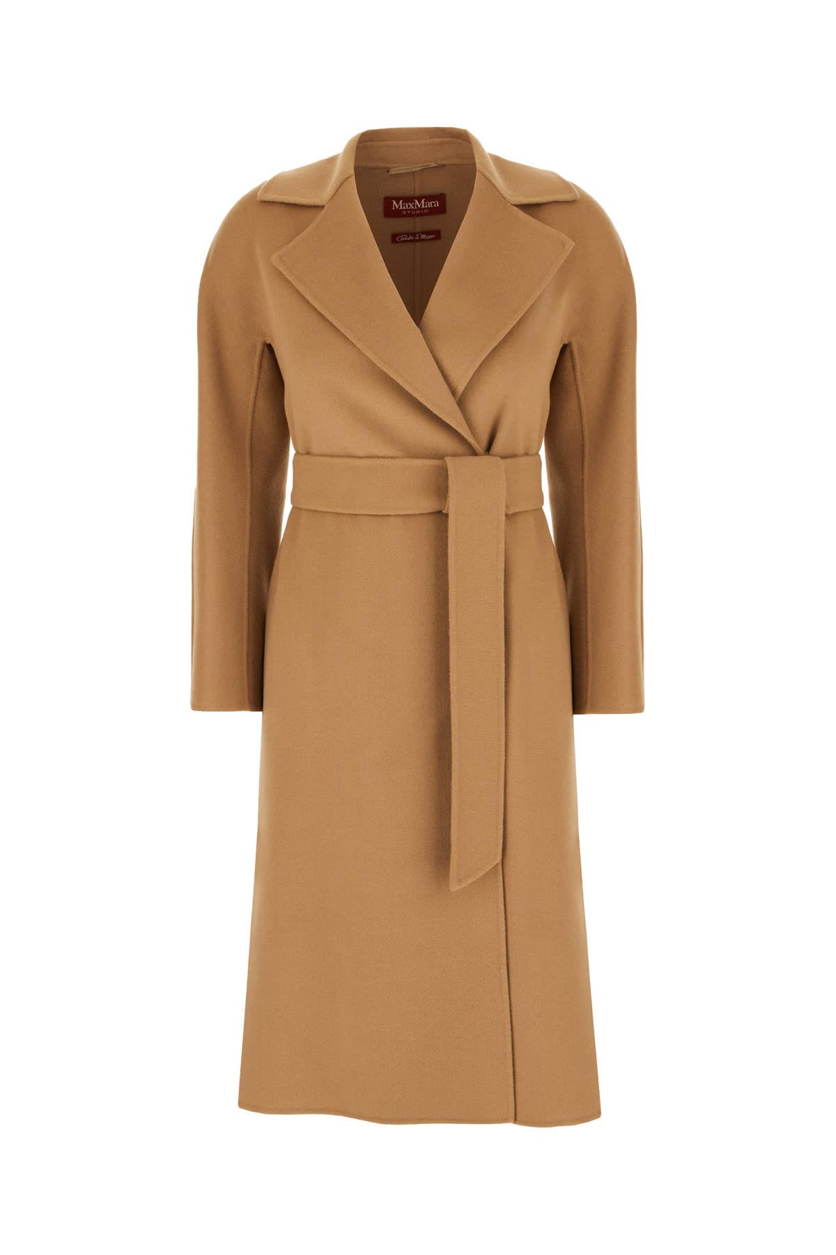 Max Mara Studio Camel Wool Blend Coat