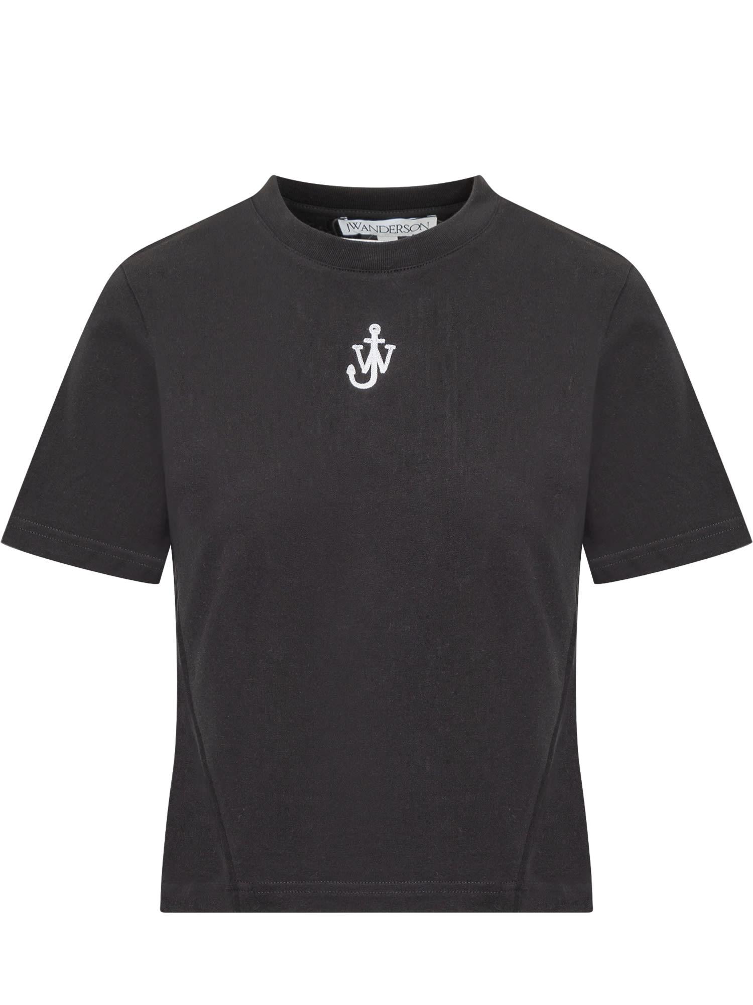 Jw Anderson J. W. Anderson Anchor Embroidery Panelled Cropped T-shirt