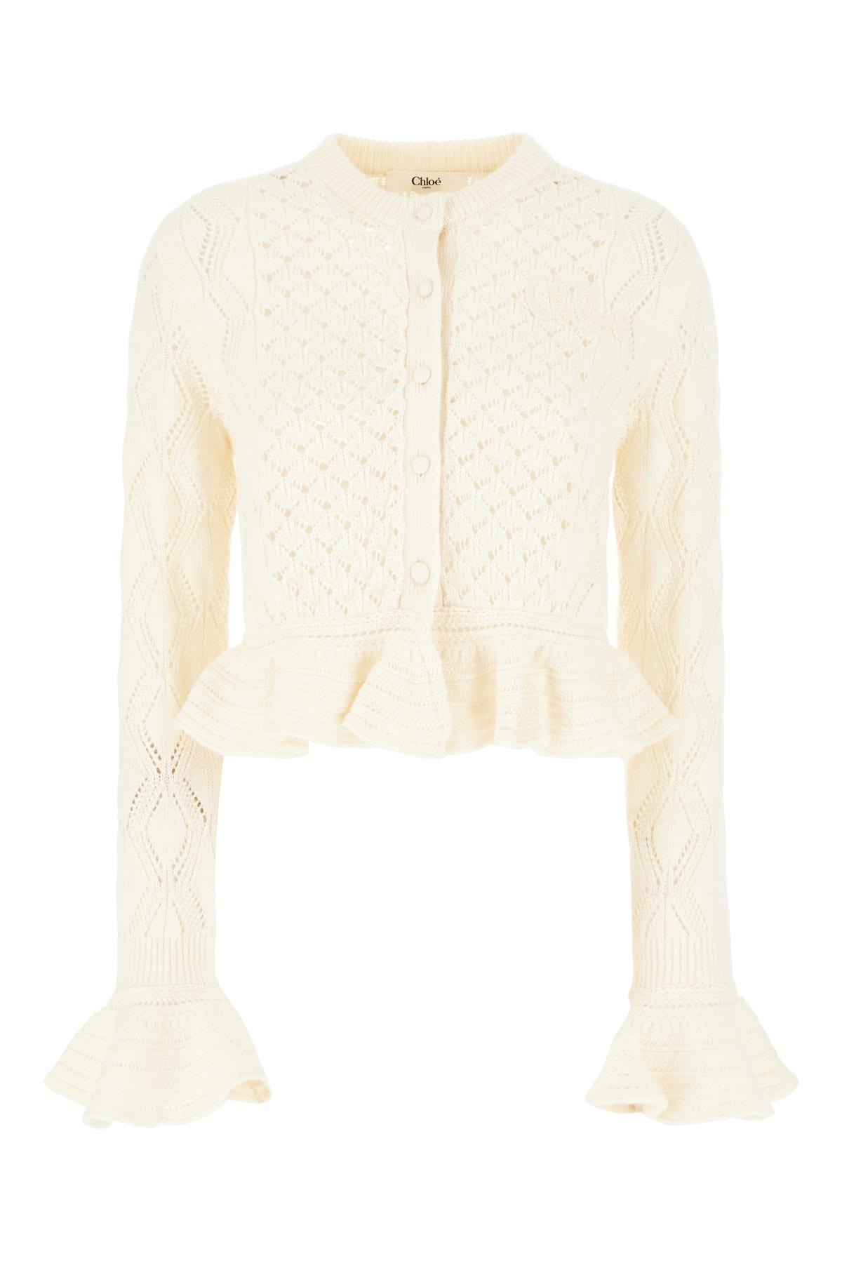 Chloé Cardigan with Pointelle and Ruffles