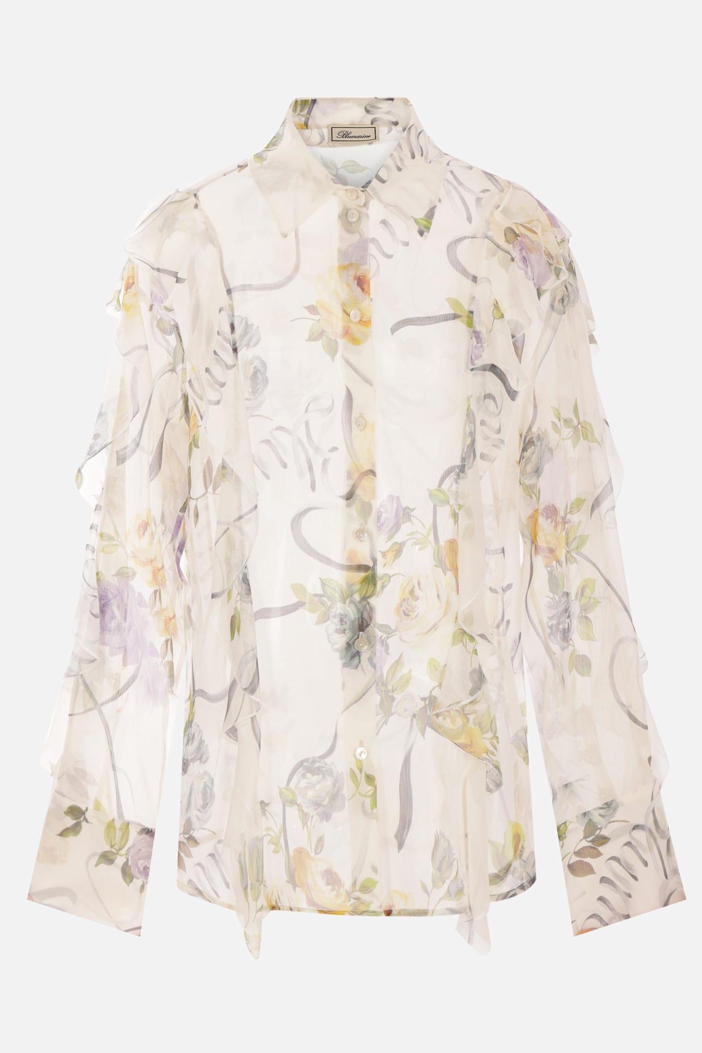 Blumarine Floral Print Creponne Shirt