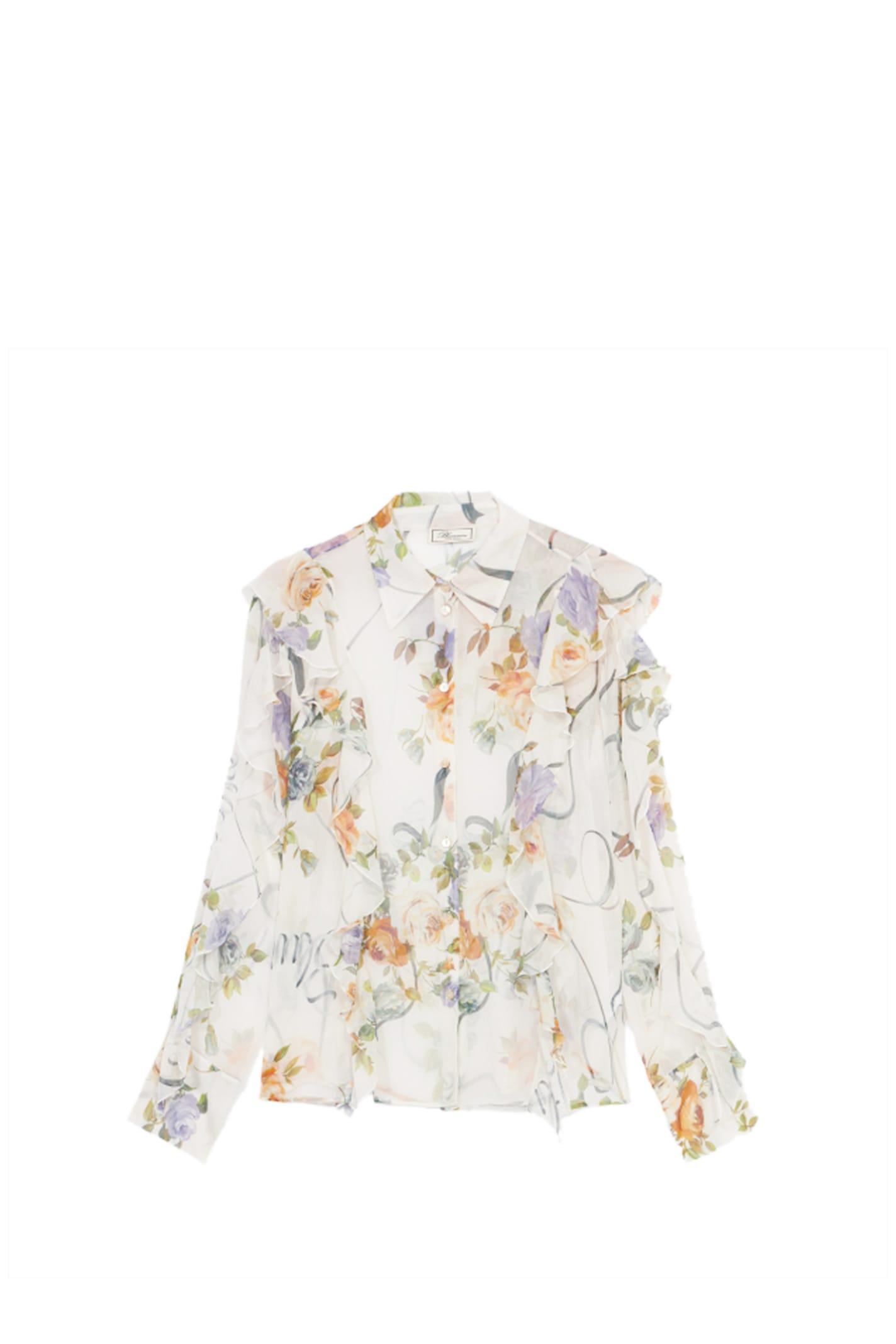 Blumarine Floral Print Creponne Shirt