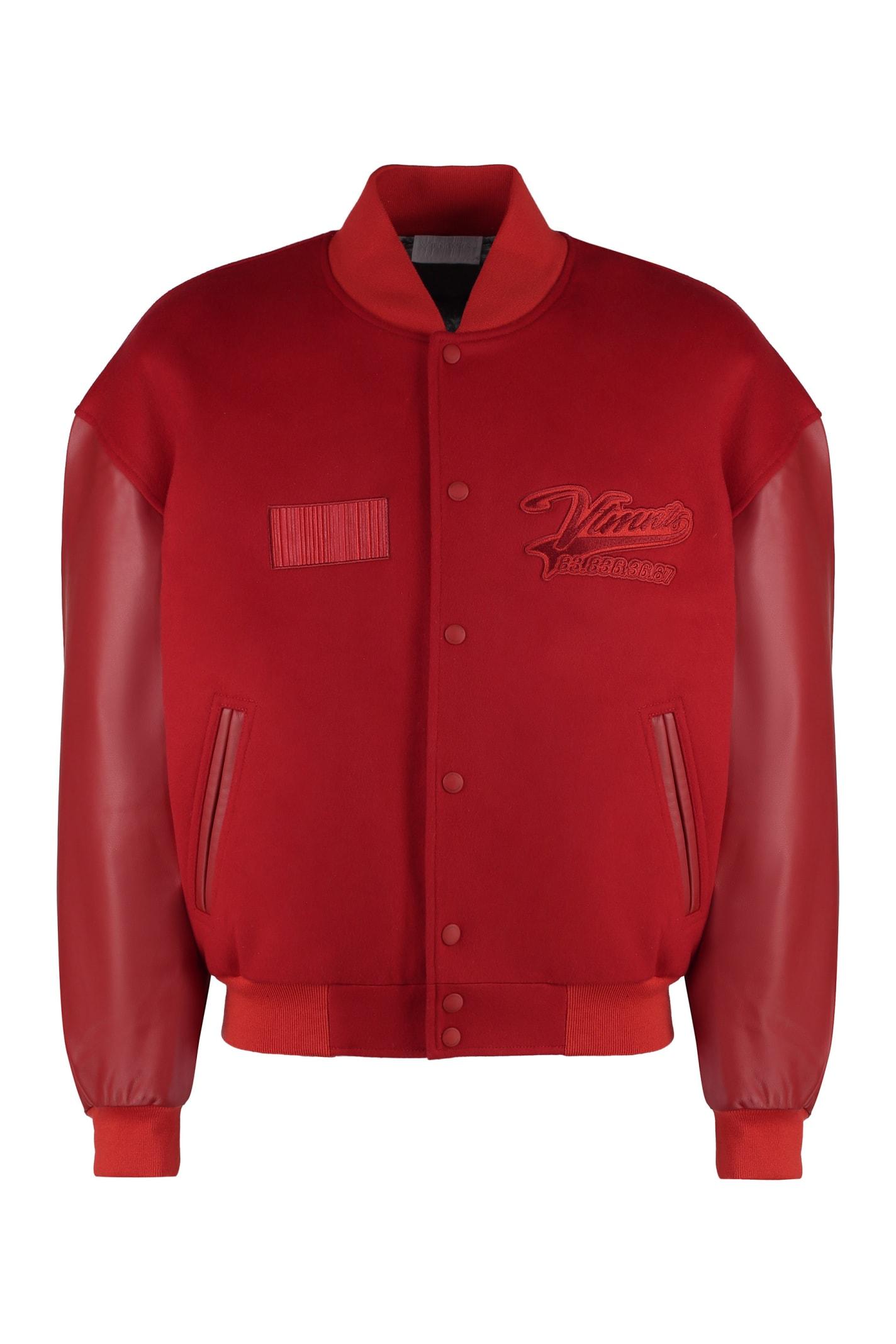 VETEMENTS Leather Sleeves Bomber Jacket