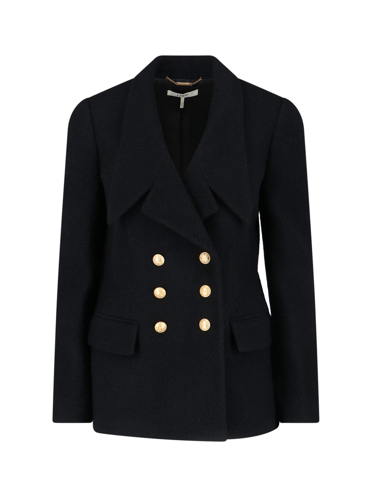 Chloé Double-breasted Wool Blend Blazer