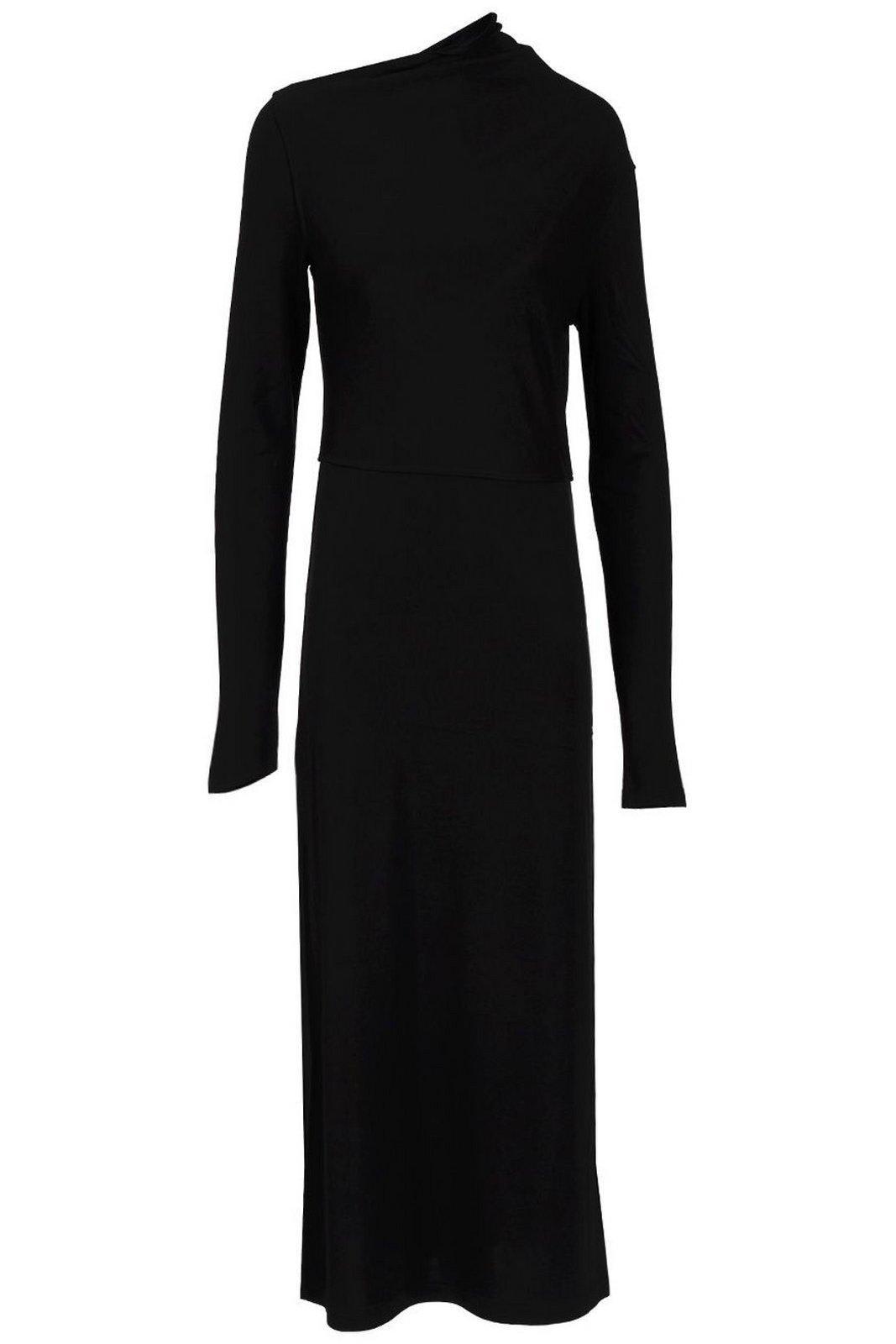 Toteme Long Sleeved Asymmetric Neck Draped Dress