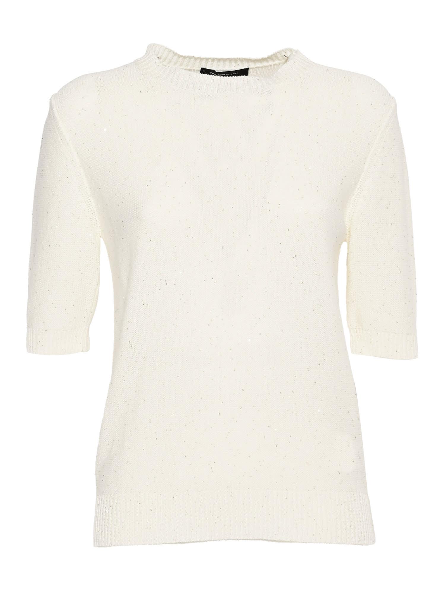 Fabiana Filippi Sequin Short Sleeve Crew Neck Sweater