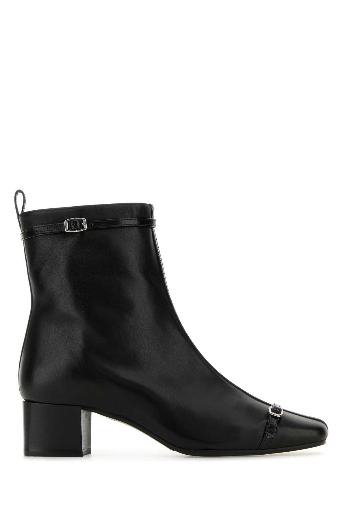 CAREL Black Leather Start Ankle Boots