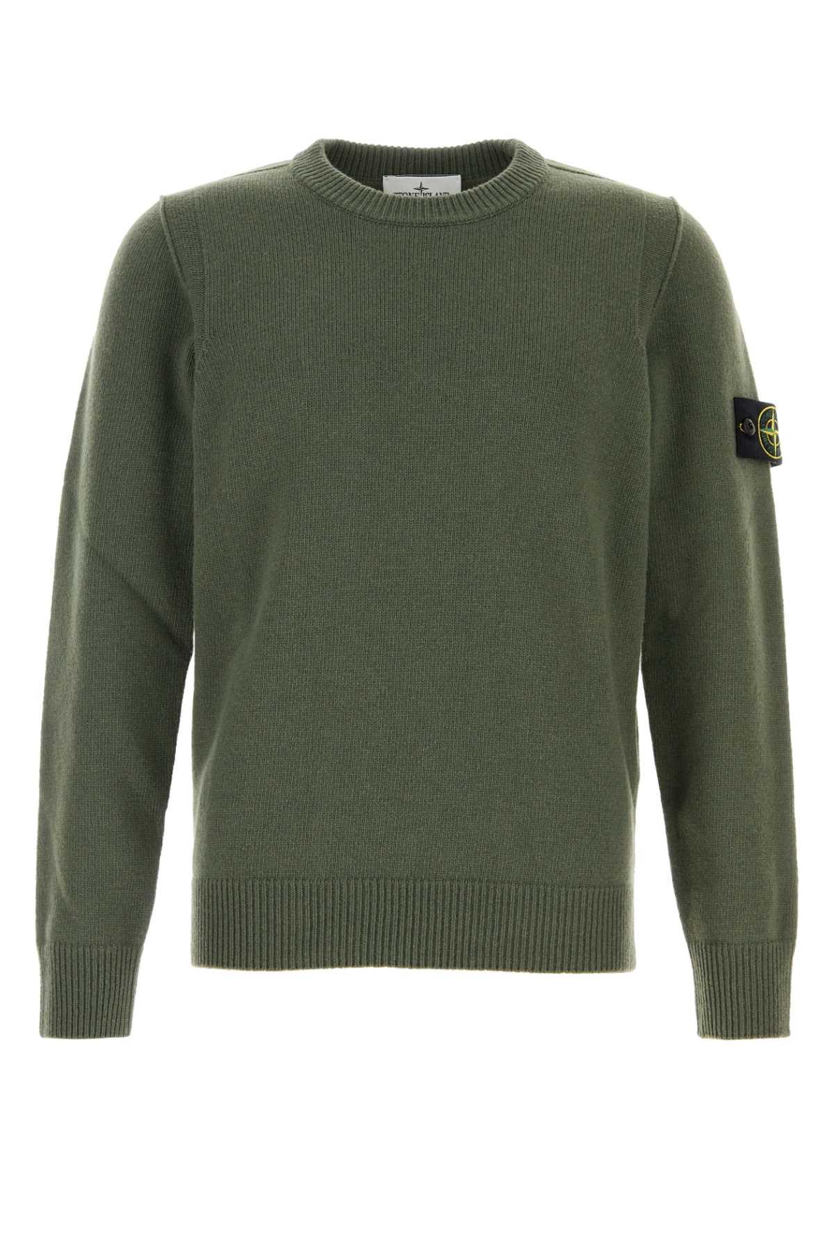 STONE ISLAND Green Wool Blend Sweater
