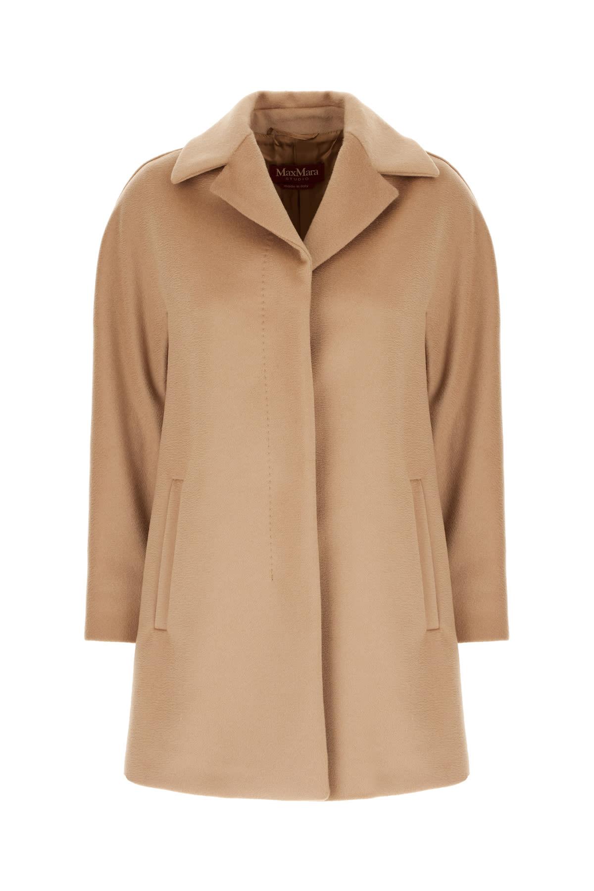 Max Mara Studio Camel Wool Belize Coat