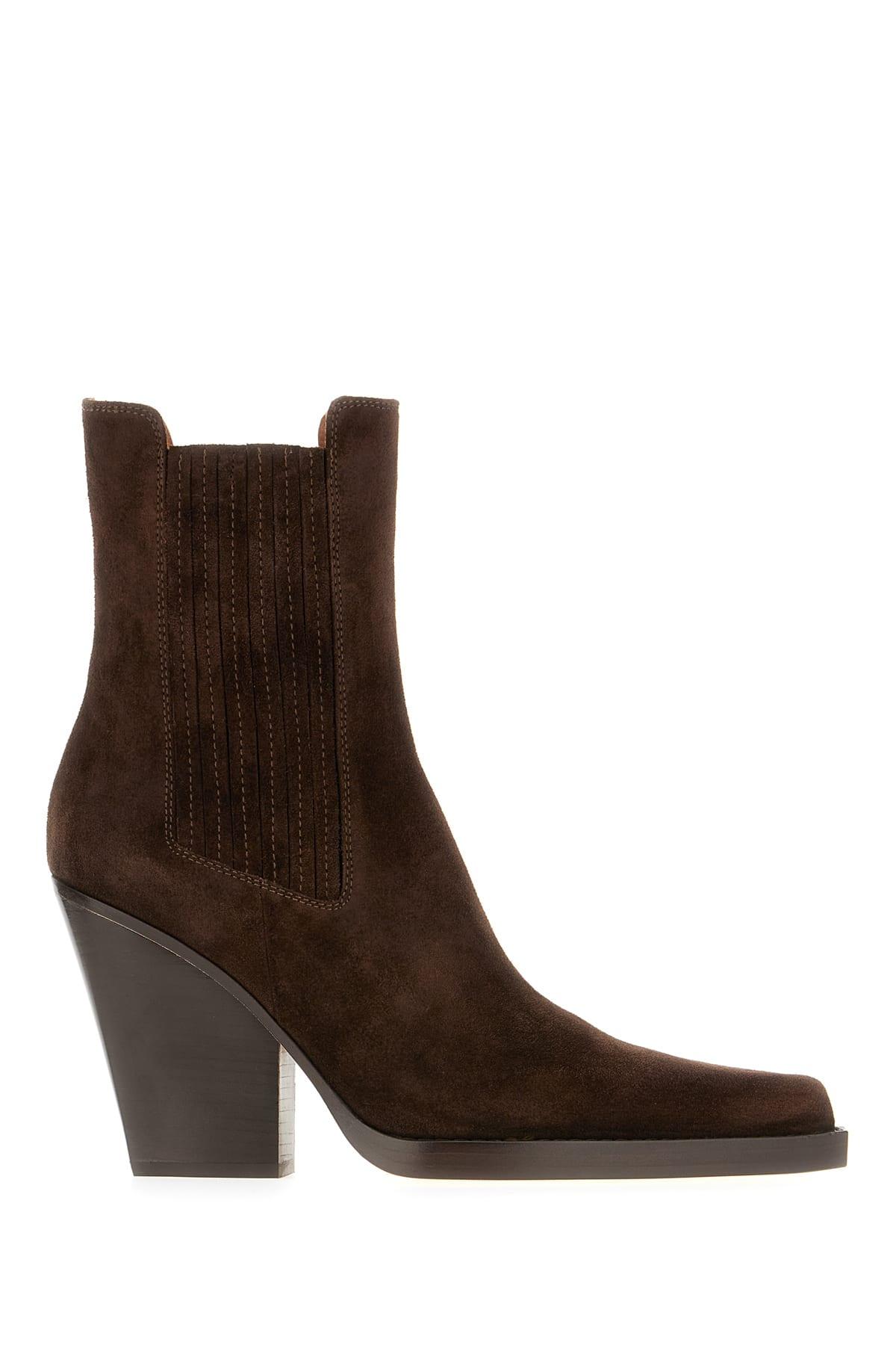 Paris Texas Dark Brown Suede Dallas Ankle Boots