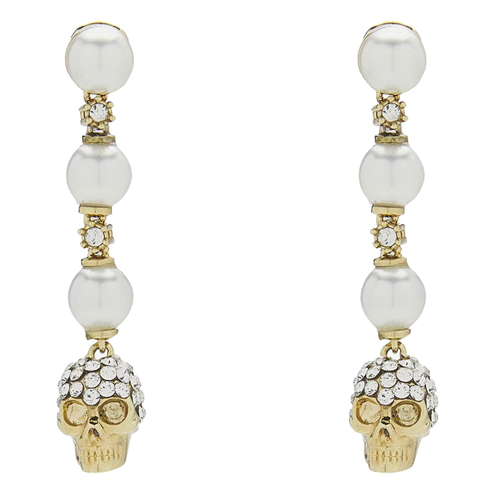 Alexander McQueen Skull And Pearl Earrings