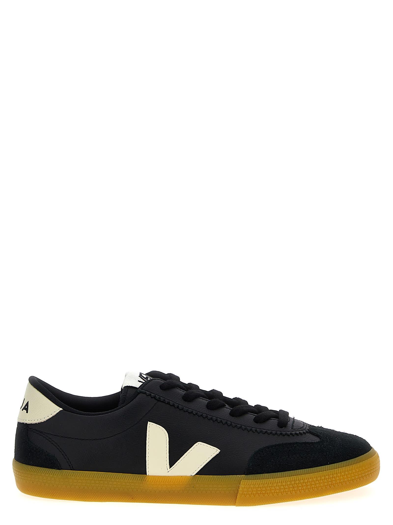 Veja Black Leather Volley Sneakers