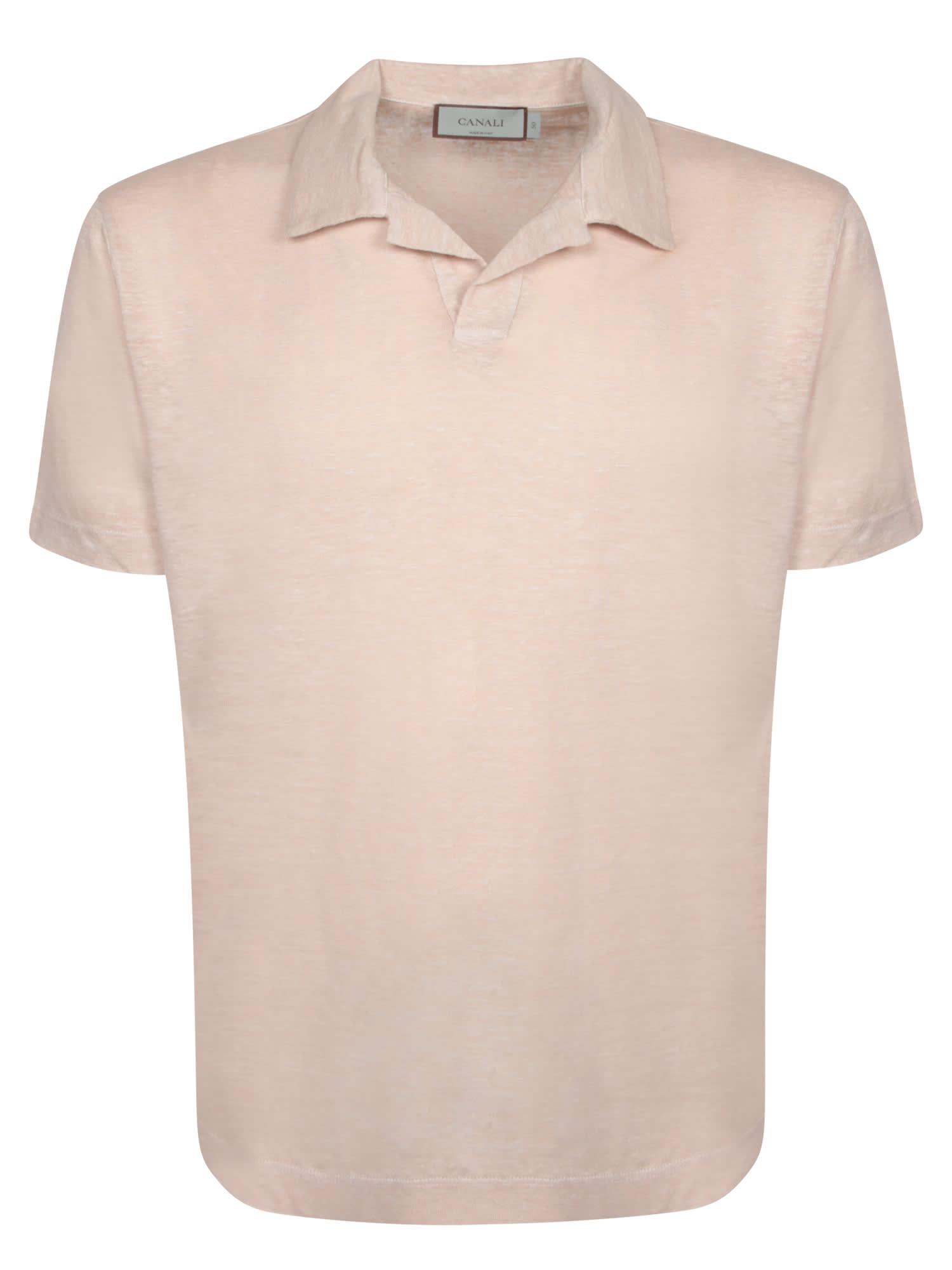 Canali Pink Linen Jersey Polo Shirt