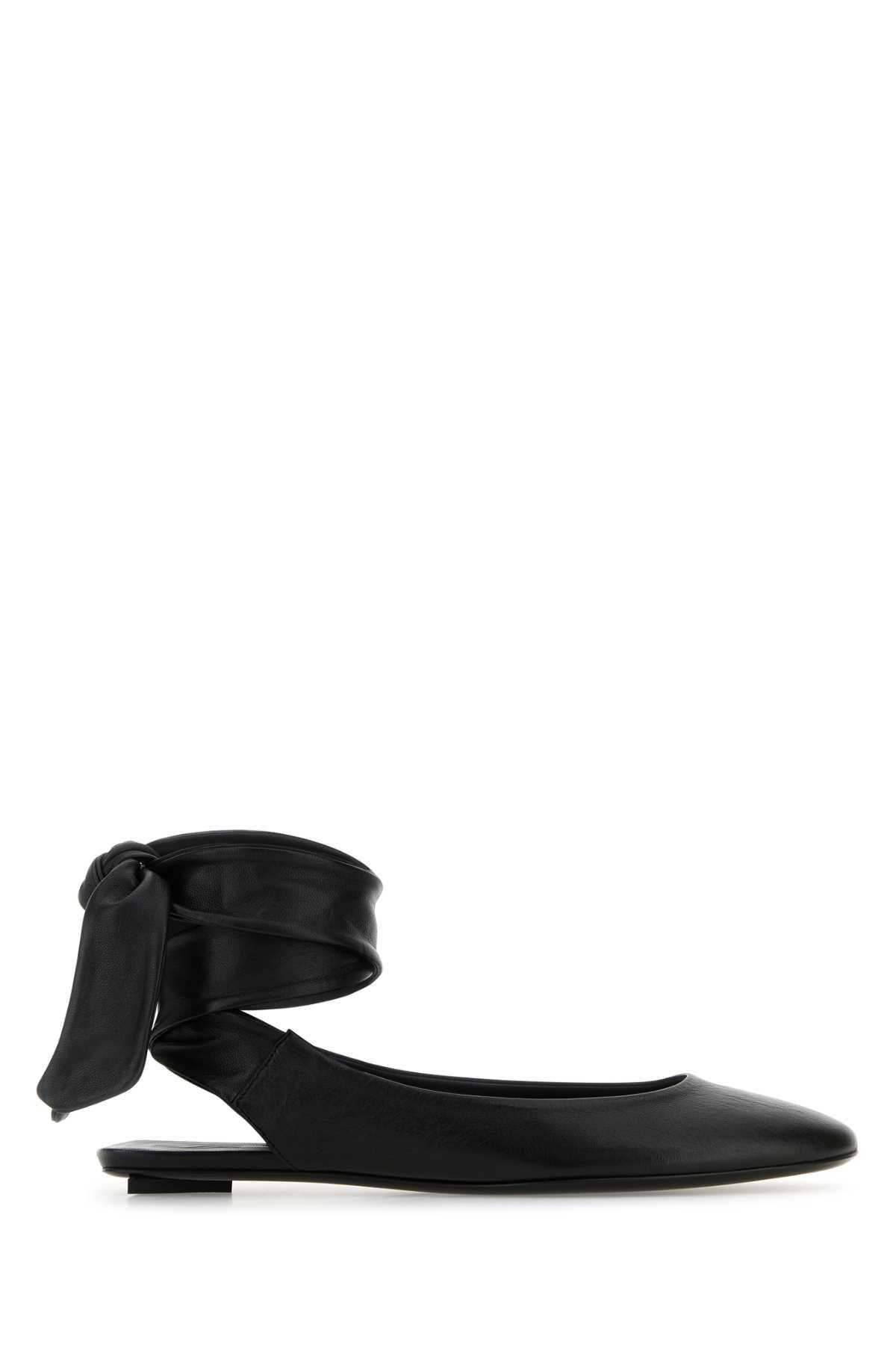 THE ATTICO Black Leather Cloã¨ Slippers