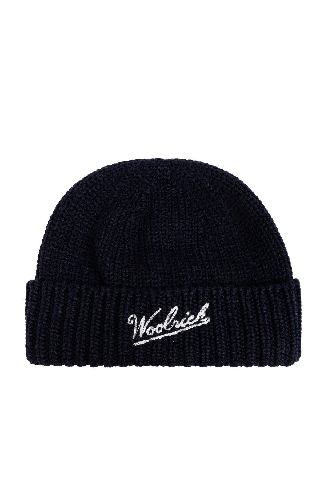 Woolrich Logo Intarsia Knit Beanie