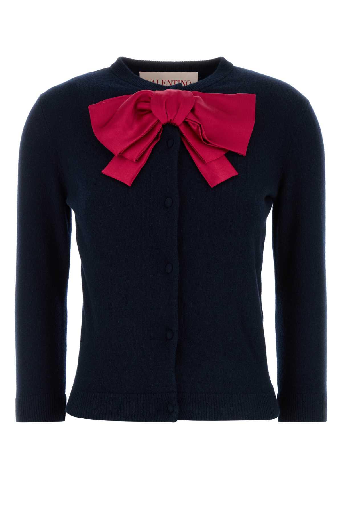 Valentino Garavani Navy Blue Wool Cardigan