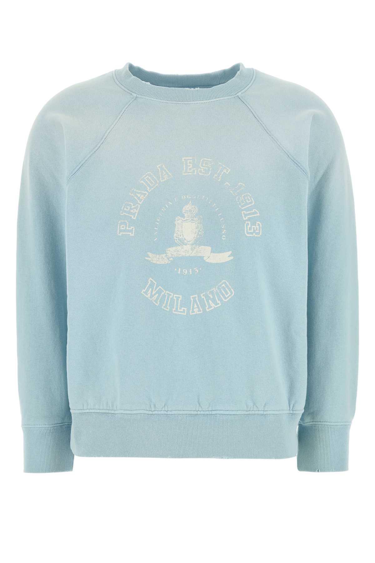 Prada Light Blue Cotton Sweatshirt