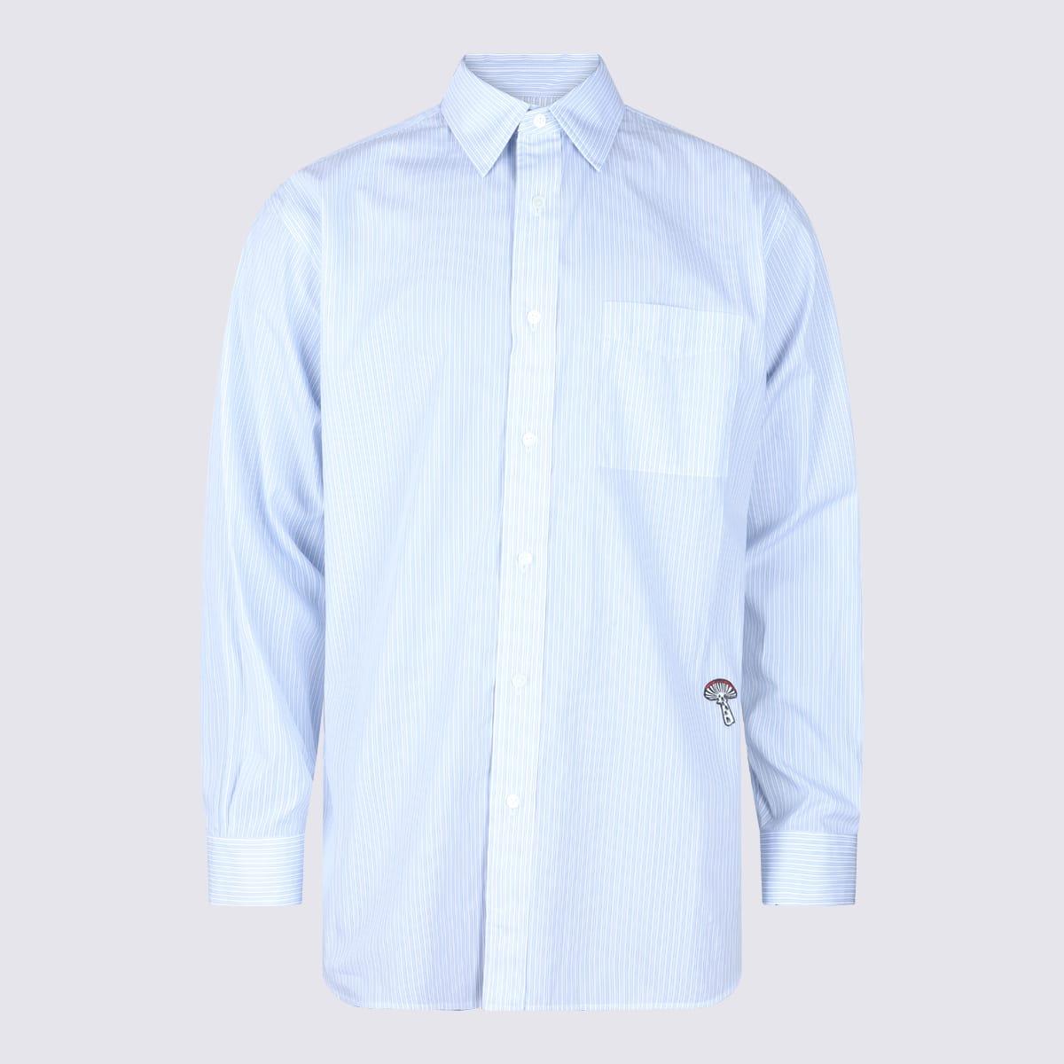 Bottega Veneta White And Blue Cotton Shirt
