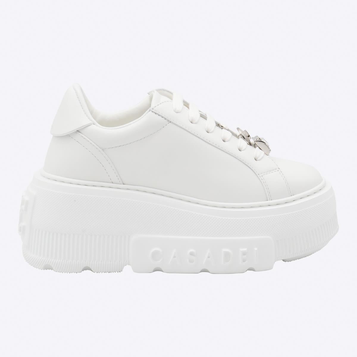 Casadei White Leather Sneakers
