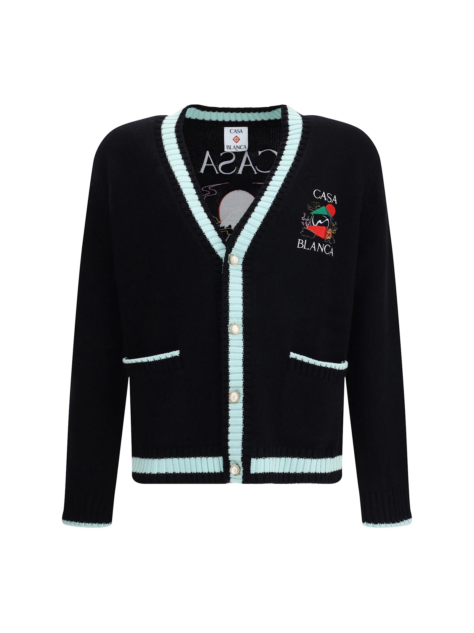 Casablanca Merino Wool Embroidered Cardigan