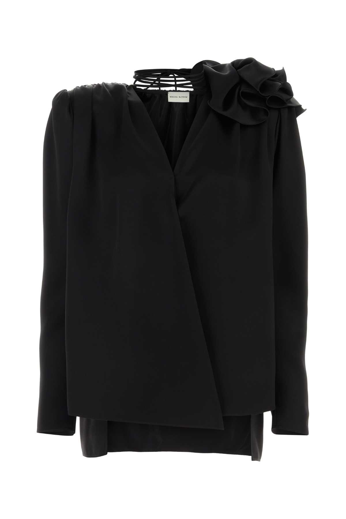 Magda Butrym Black Satin Blouse