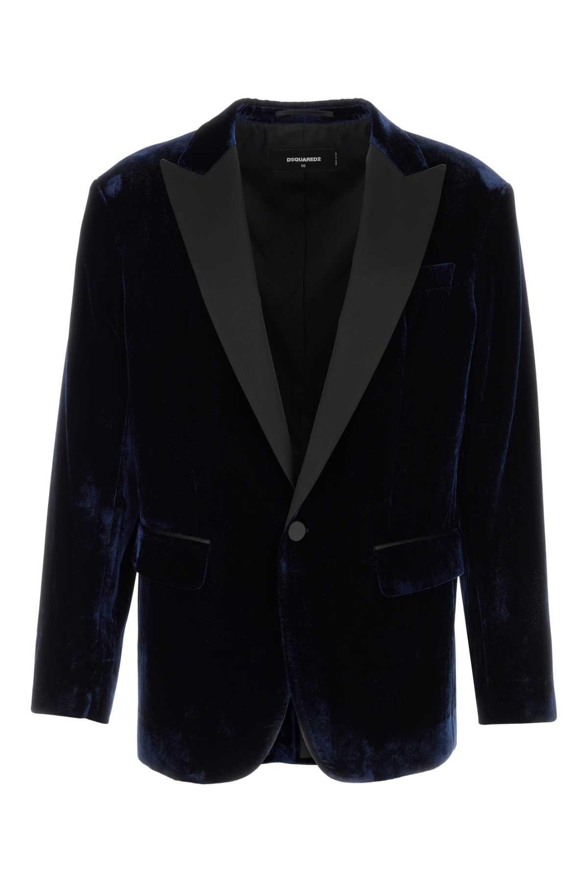 DSQUARED2 Midnight Blue Velvet Blazer