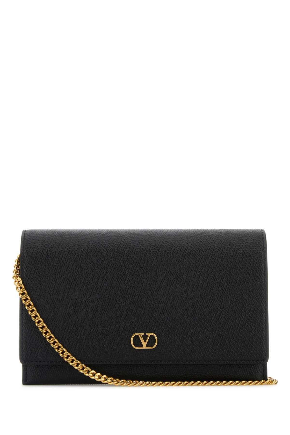 Valentino Garavani Black Leather Vlogo Signature Clutch