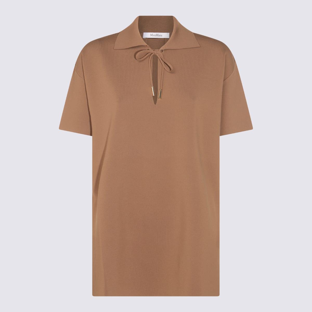 Max Mara Camel Viscose Polo Shirt