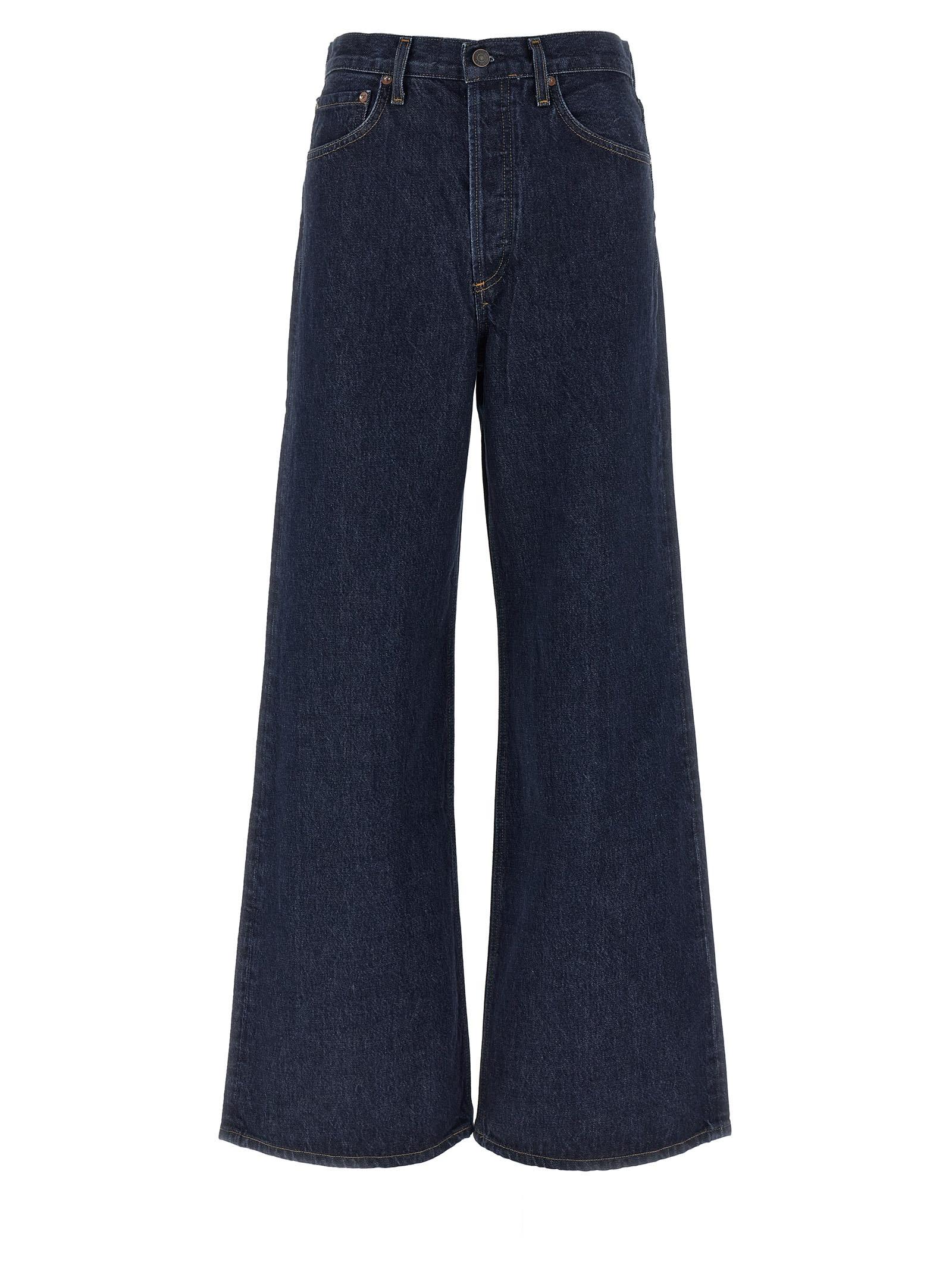 AGOLDE Dame Jeans with Logo Patch and Wide Leg