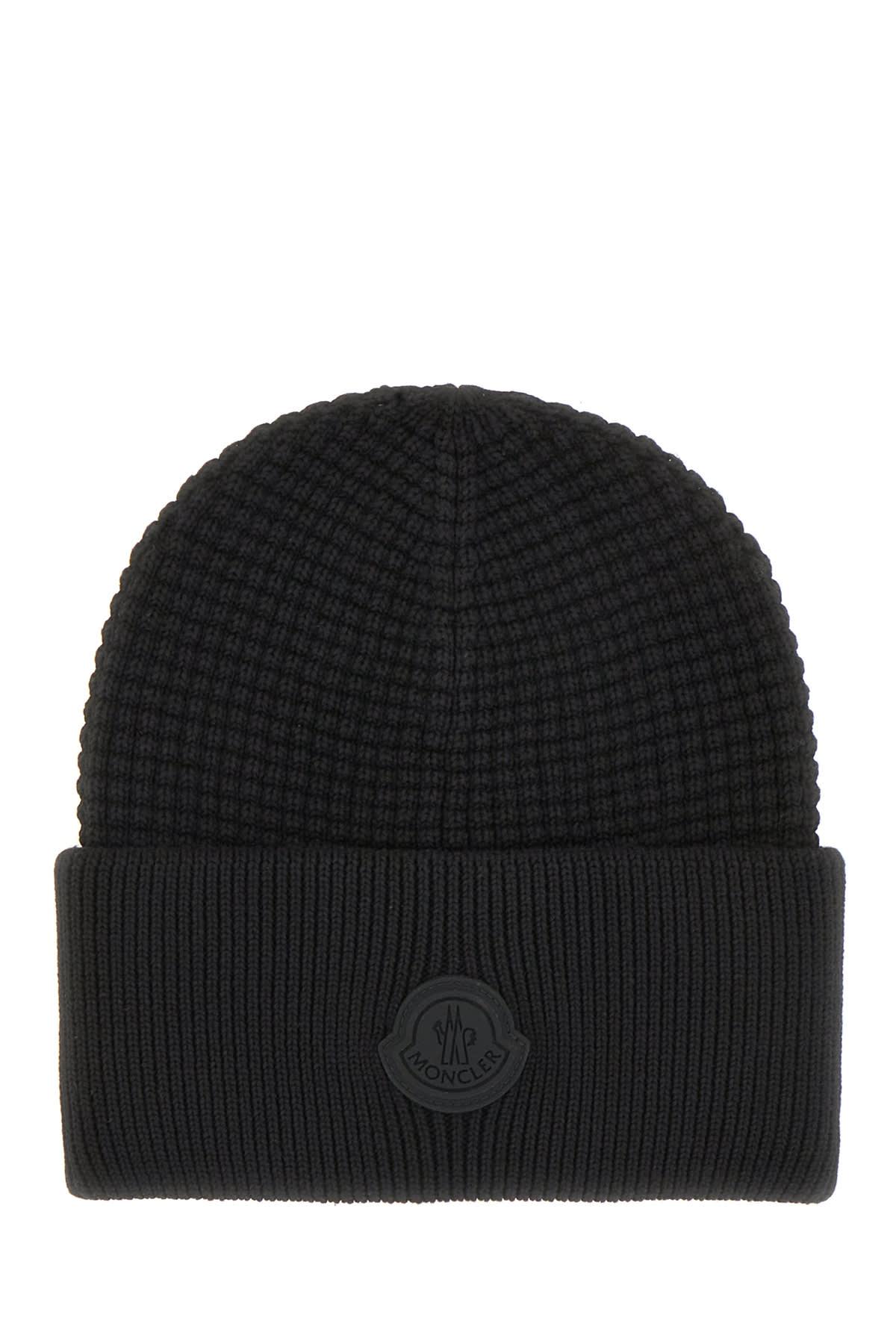 Moncler Black Cotton Beanie Hat