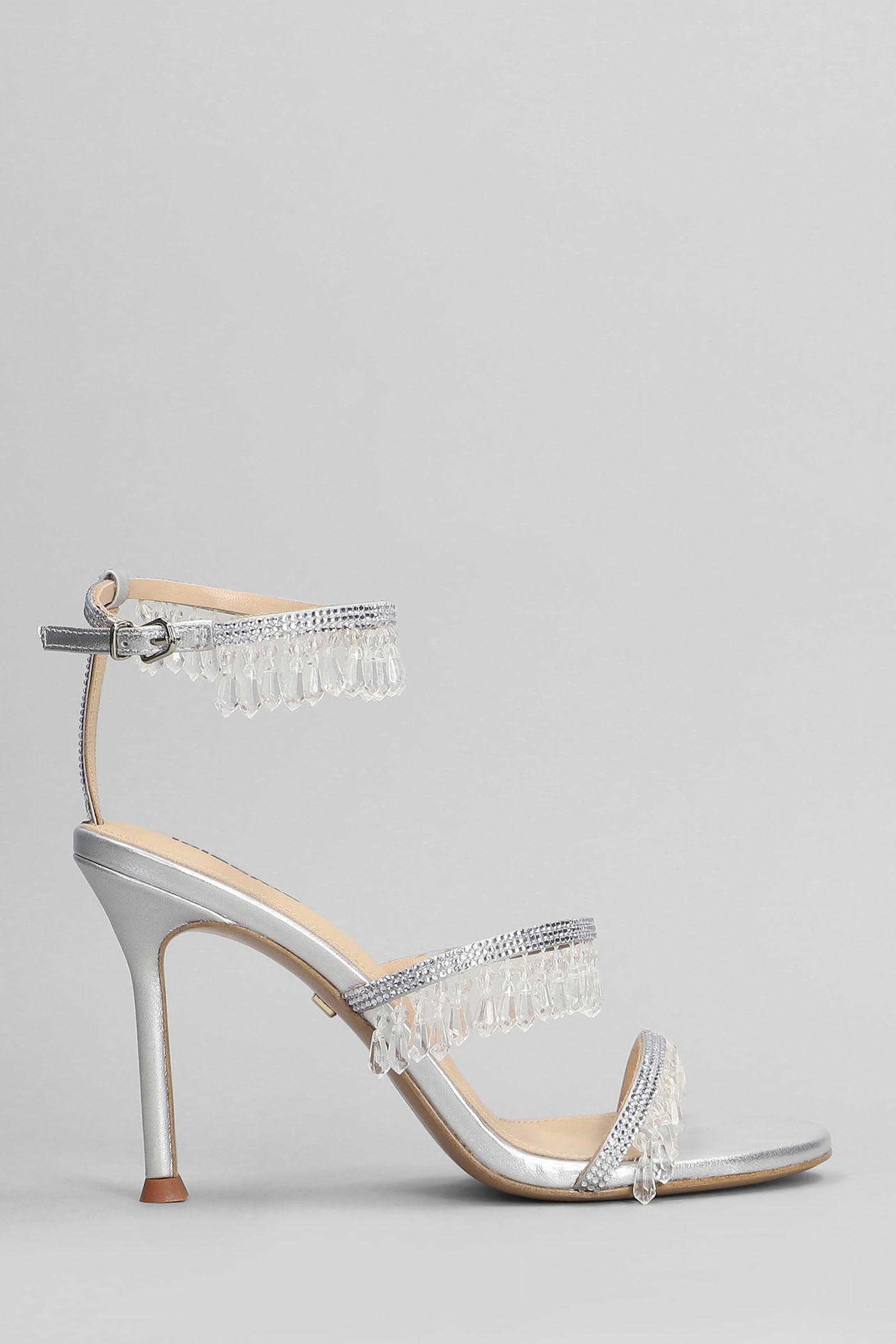 Lola Cruz Flamenca 95 Sandals in Silver Leather