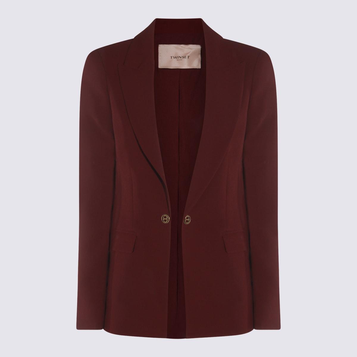 TwinSet Dark Red Viscose Blazer
