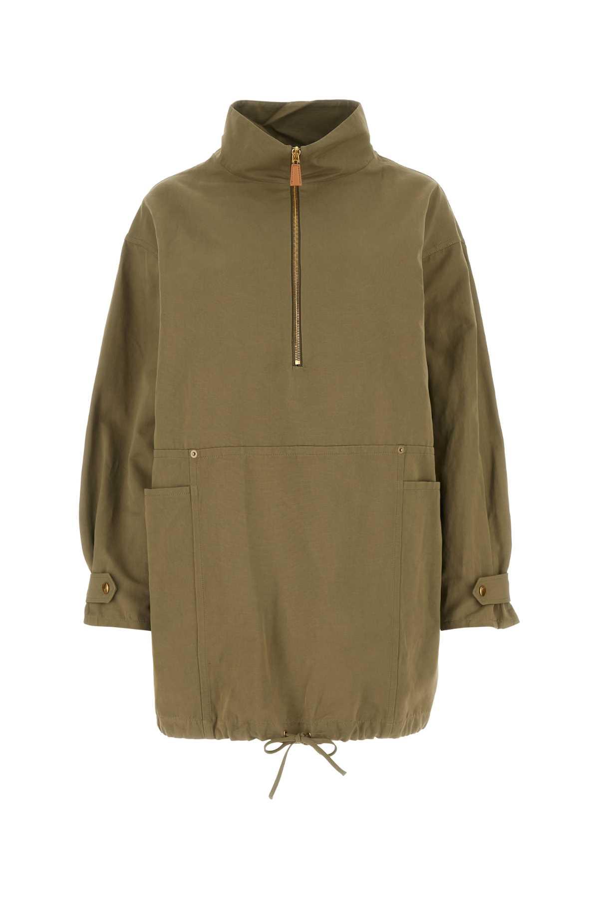 Prada Army Green Cotton Blend Dress