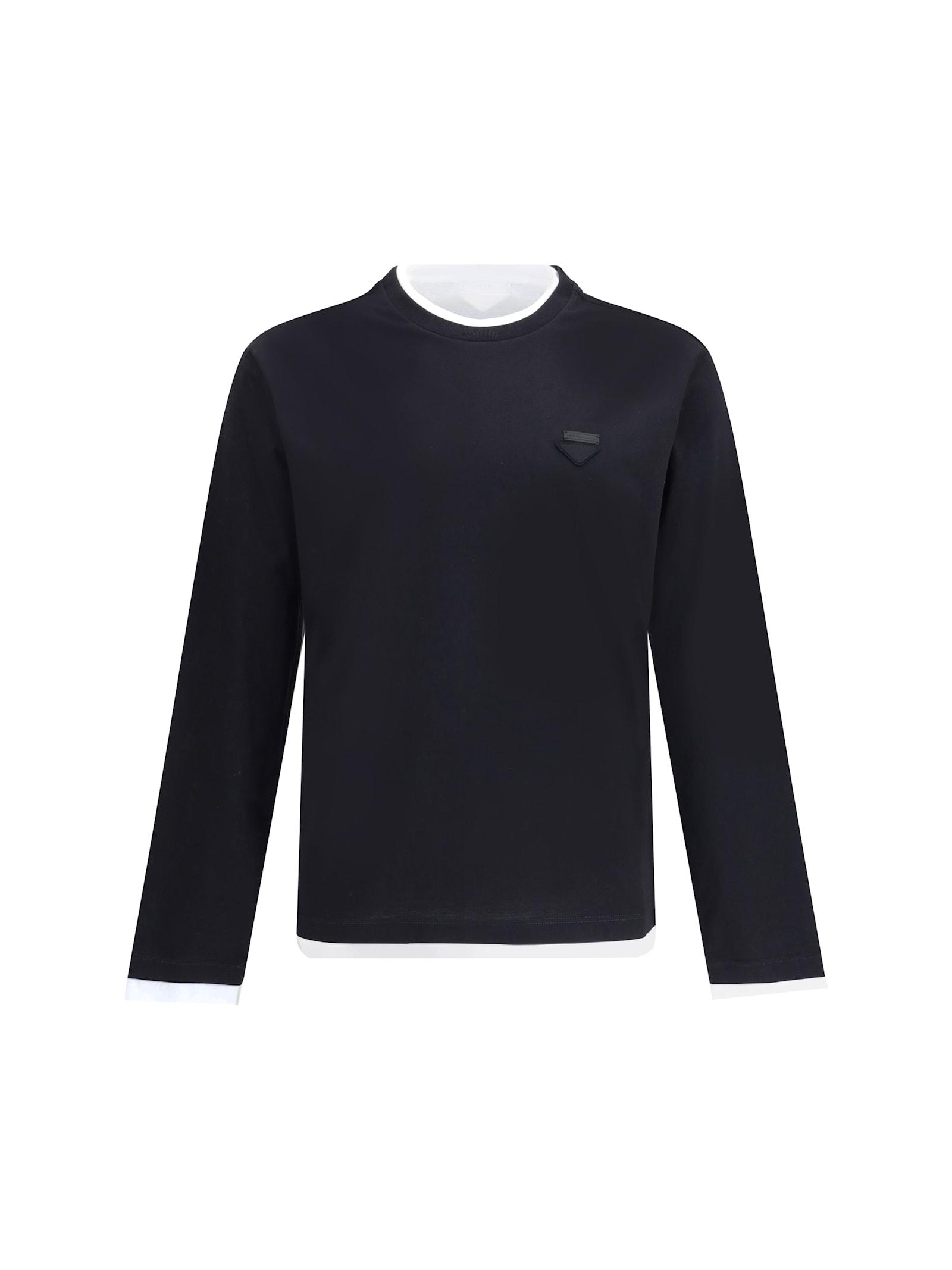 Prada Black Cotton T-shirt and Long-sleeved T-shirt