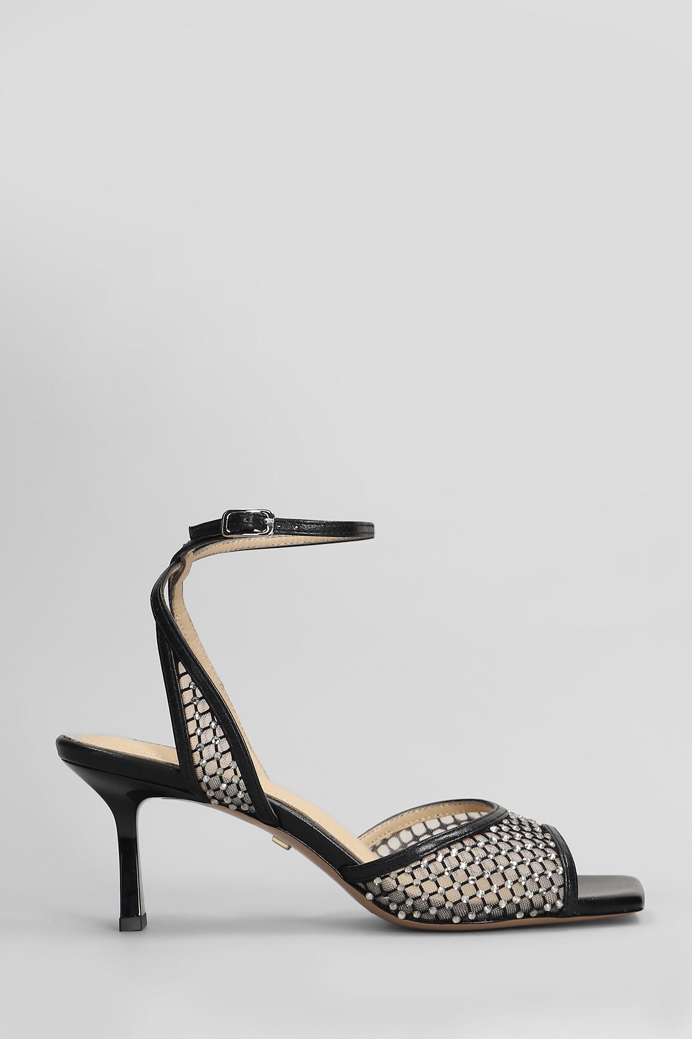 Lola Cruz Carmen 65 Sandals in Powder and Black Leather