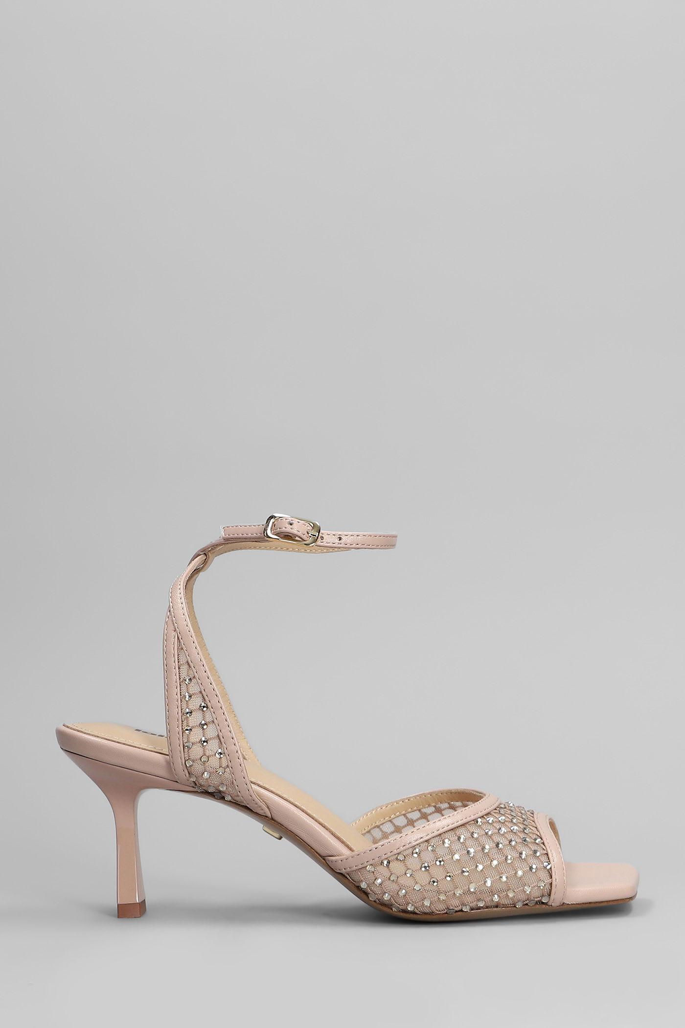 Lola Cruz Carmen 65 Sandals in Powder and Black Leather