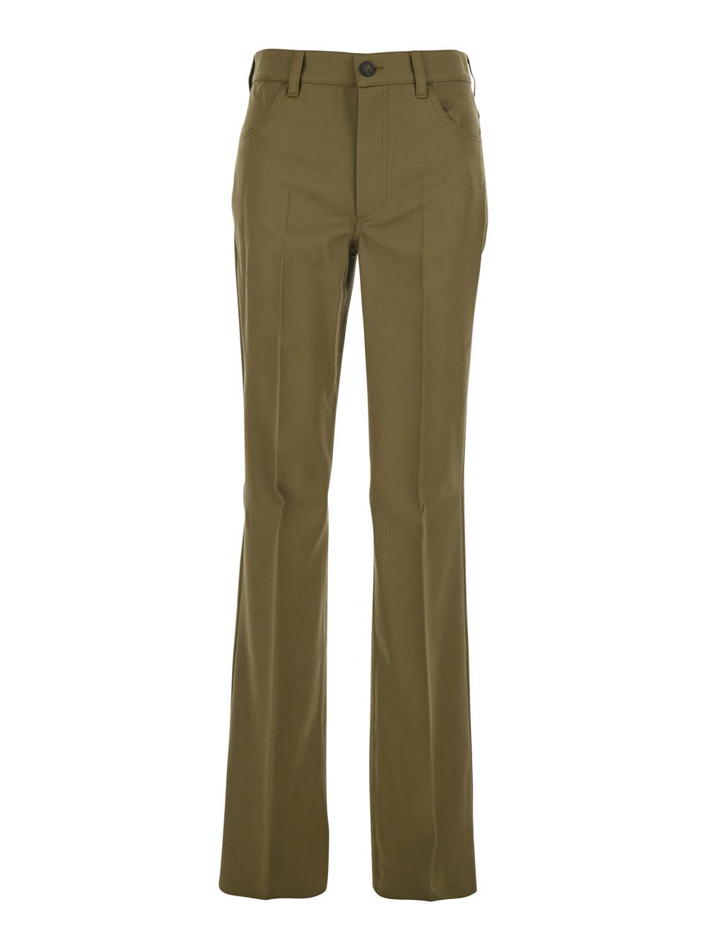 The Attico Green Trousers With Belt Loops And Logo On The Back
