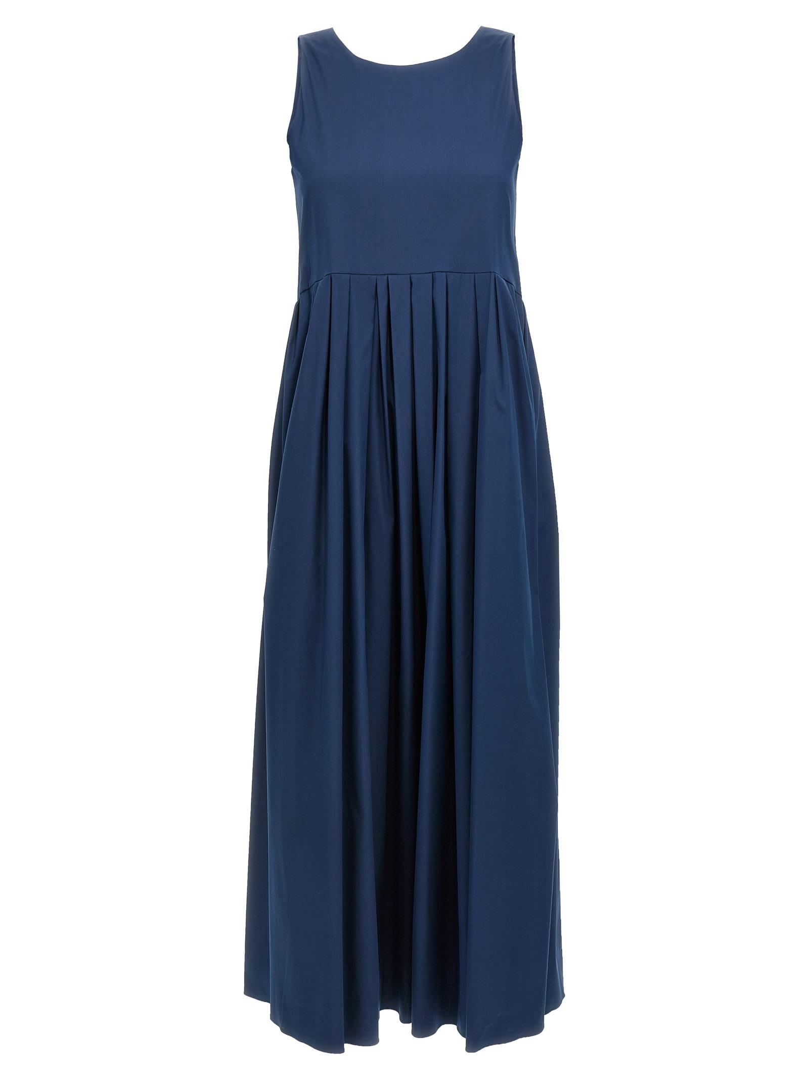 'S MAX MARA Dark Blue Moirs Cotton Dress