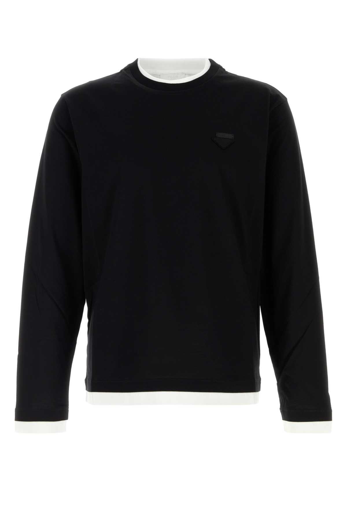 Prada Black Cotton T-shirt and Long-sleeved T-shirt