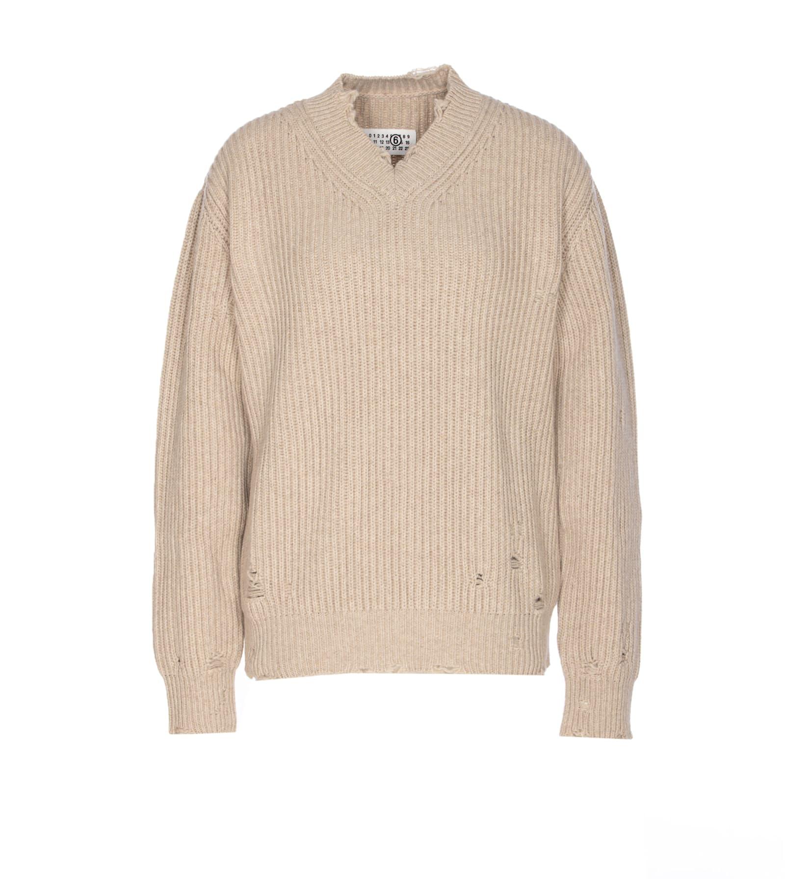 MM6 MAISON MARGIELA Sand Wool Blend Sweater