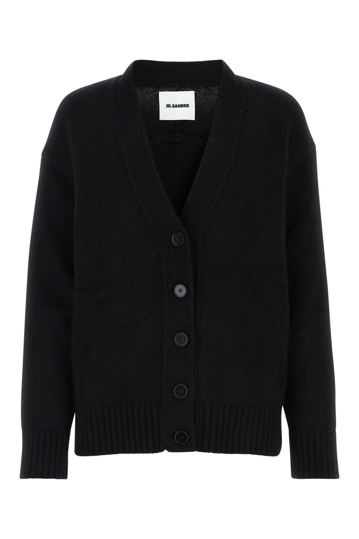 Jil Sander Cashmere Blend Cardigan in Black