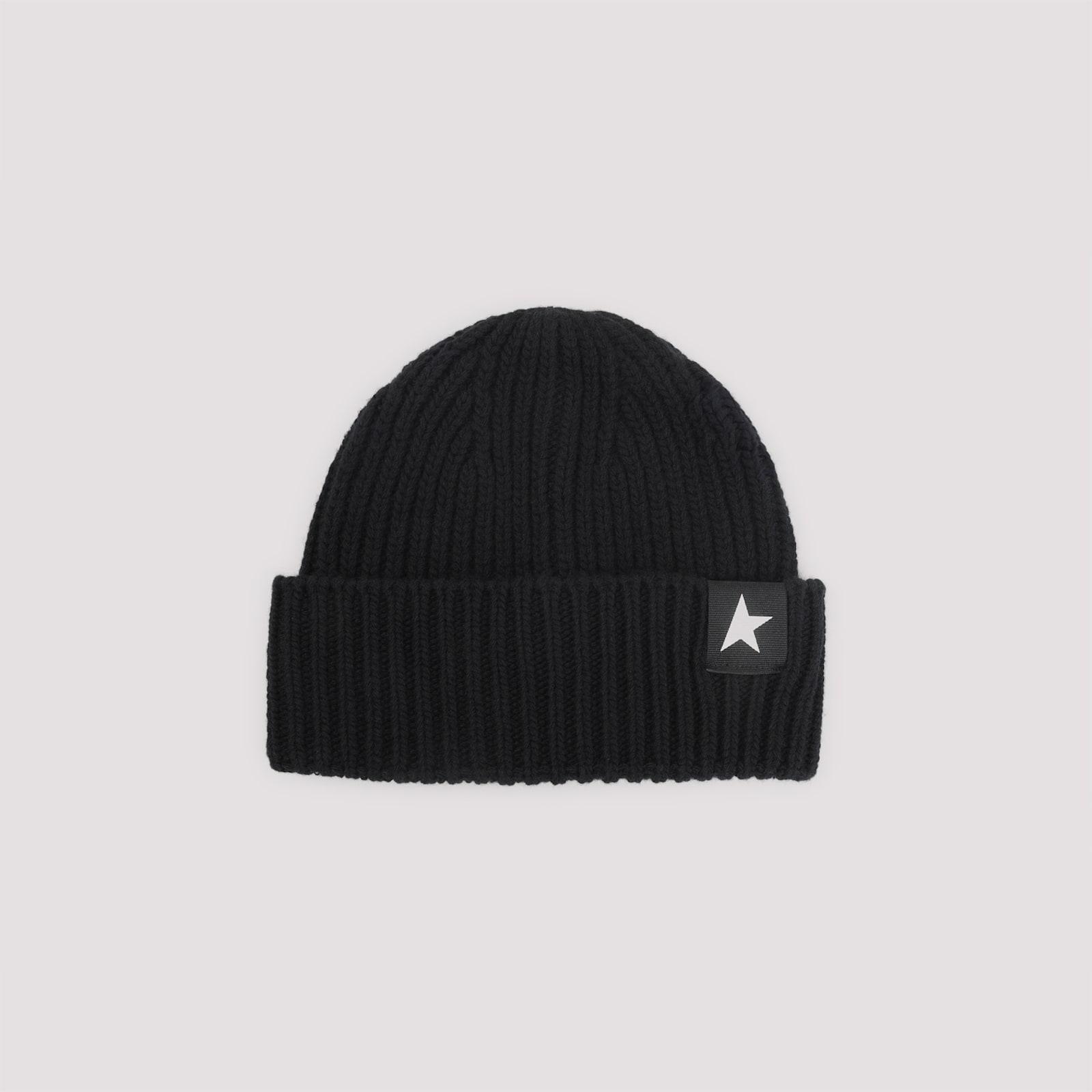 Golden Goose Black Wool Star Beanie