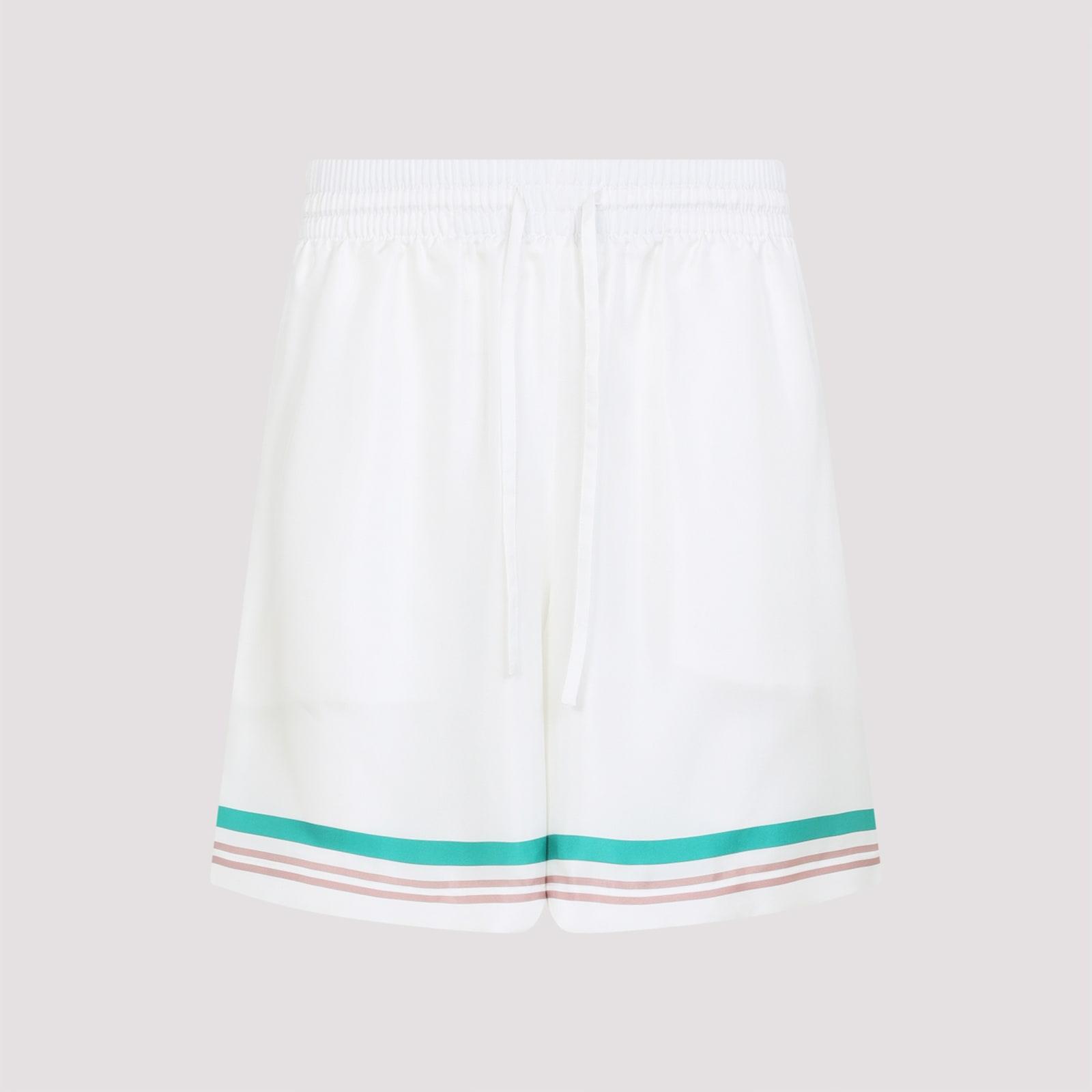 Casablanca White Satin Bermuda Shorts and Drawstring Shorts