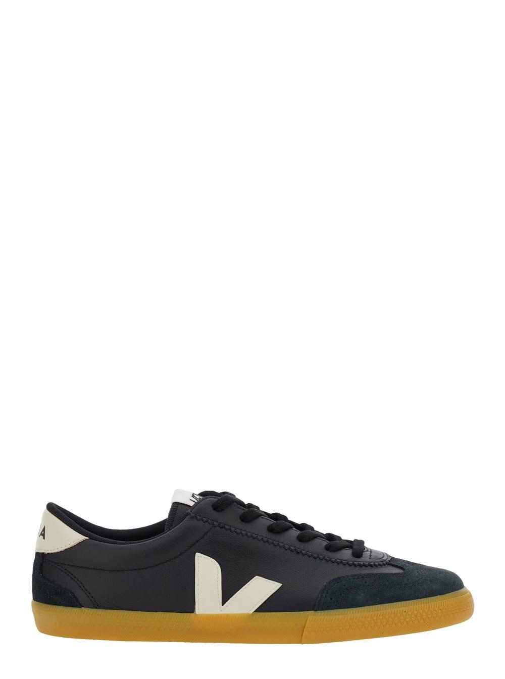 Veja Black Leather Volley Sneakers
